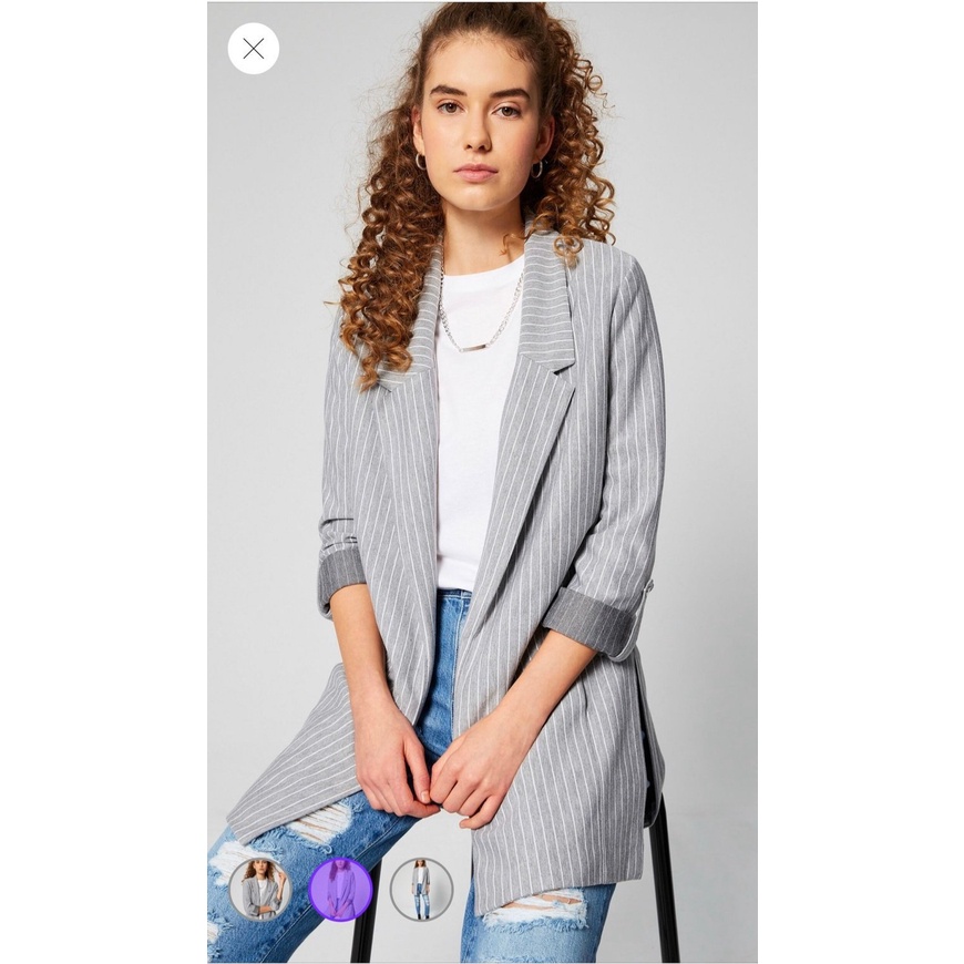 Áo Khoác Vest Blazer Sọc DON'T CALL ME JENNYFER Thời Trang- Cá Tính- Chuẩn Đẹp (Đen/ Xám)