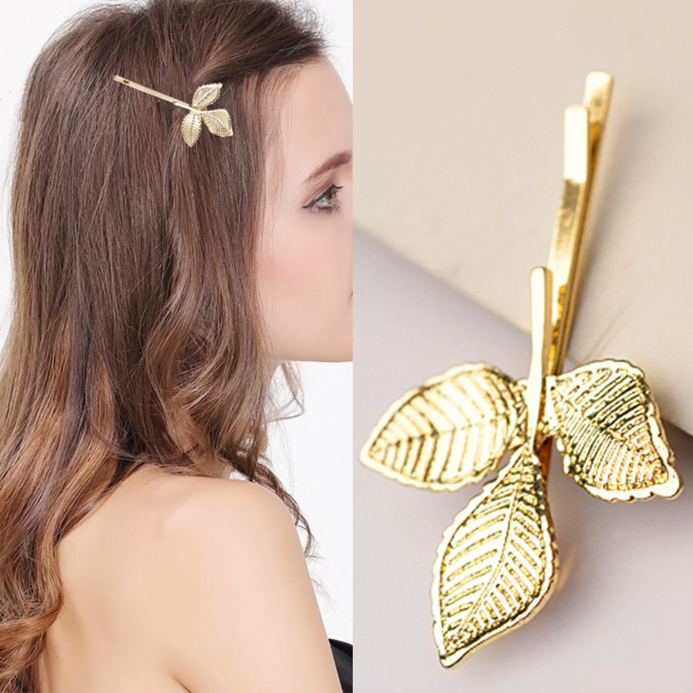 Kẹp Tóc Hình Chiếc Lá Bằng Kim Loại Thời Trang Thanh Lịch Dành Cho Cô Dâu