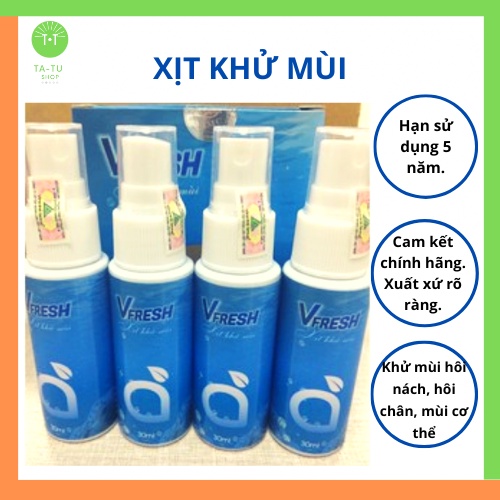 Xịt khử mùi hôi nách V-fresh, xịt hôi chân, giúp xịt thơm body dành cho phái nam và nữ dung tích 30ml.