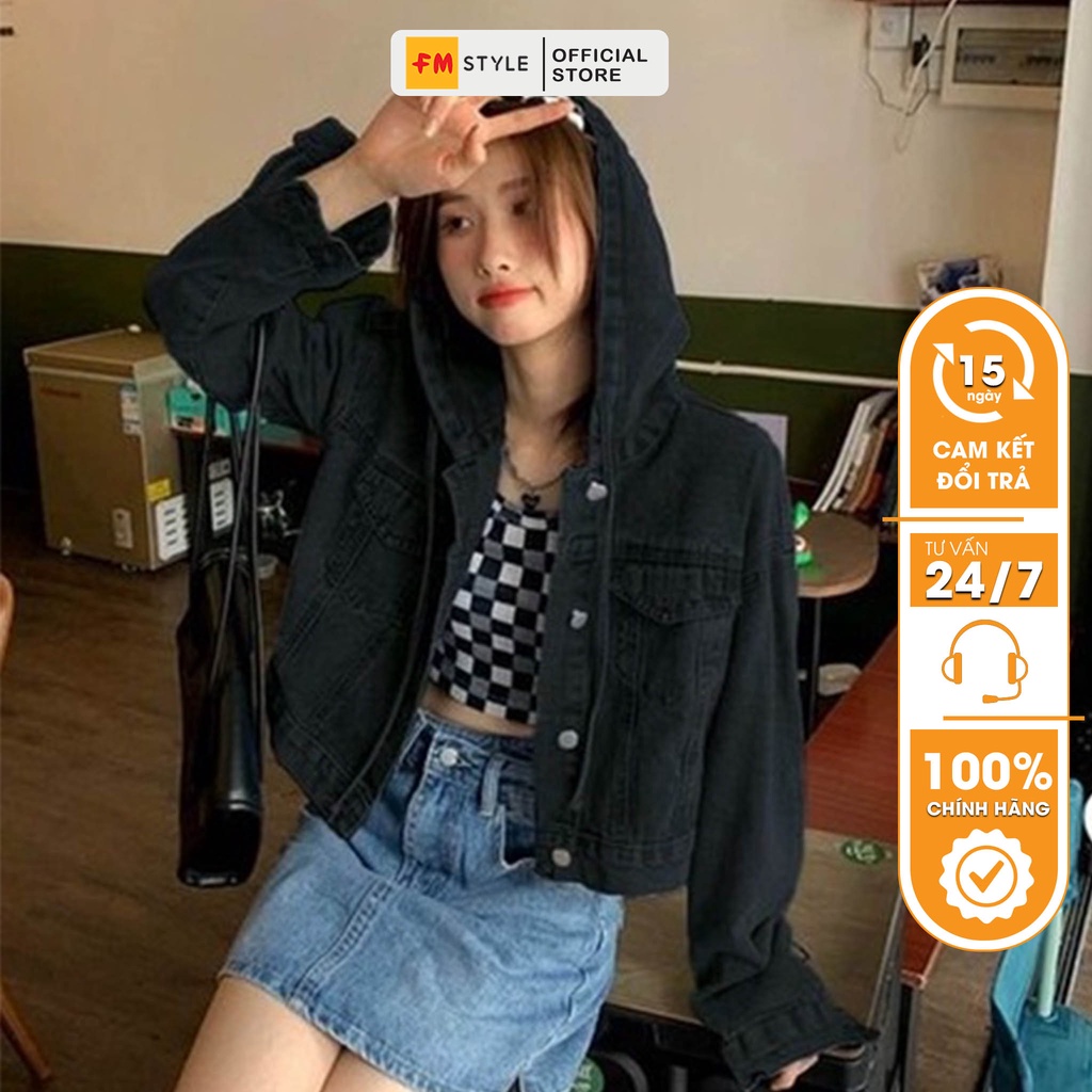 Áo khoác kaki nữ FM Style dáng ngắn form rộng có mũ chất xịn thời trang năng động 204280074
