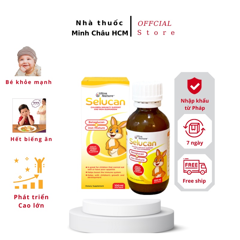 Siro tăng chiều cao, tăng đề kháng cho bé, siro ăn ngon nhập khẩu chính hãng Úc Selucan 100ml