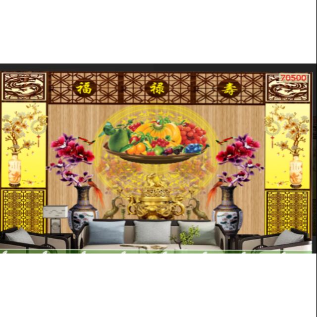 Tranh 3D dán bàn thờ trang trí phòng thờ
