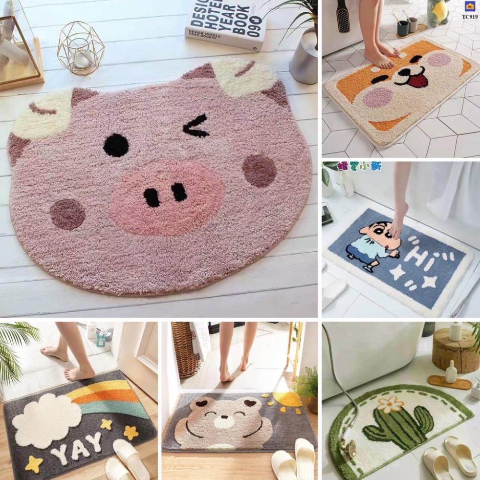 Thảm chùi chân 3D lông cừu siêu mềm siêu thấm nước chống trơn trượt