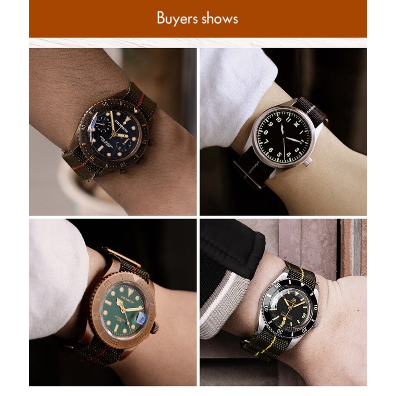 YIFILM Dây Đồng Hồ Nylon Co Giãn 18mm 20mm 22mm Cho Seiko ROLEX