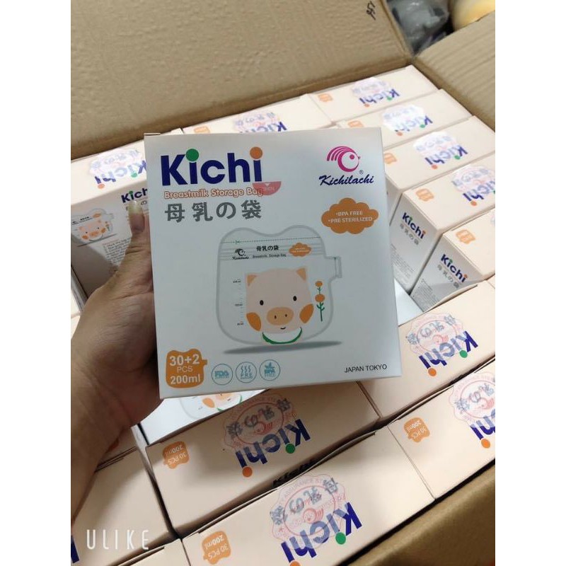 Hộp 32 túi trữ sữa kichilachi 200ml / túi có vòi rót tiện dụng