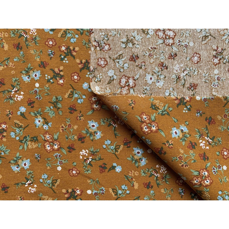 Vải linen bột họa tiết hoa nhí vintage 50x150cm may áo dài, váy đầm