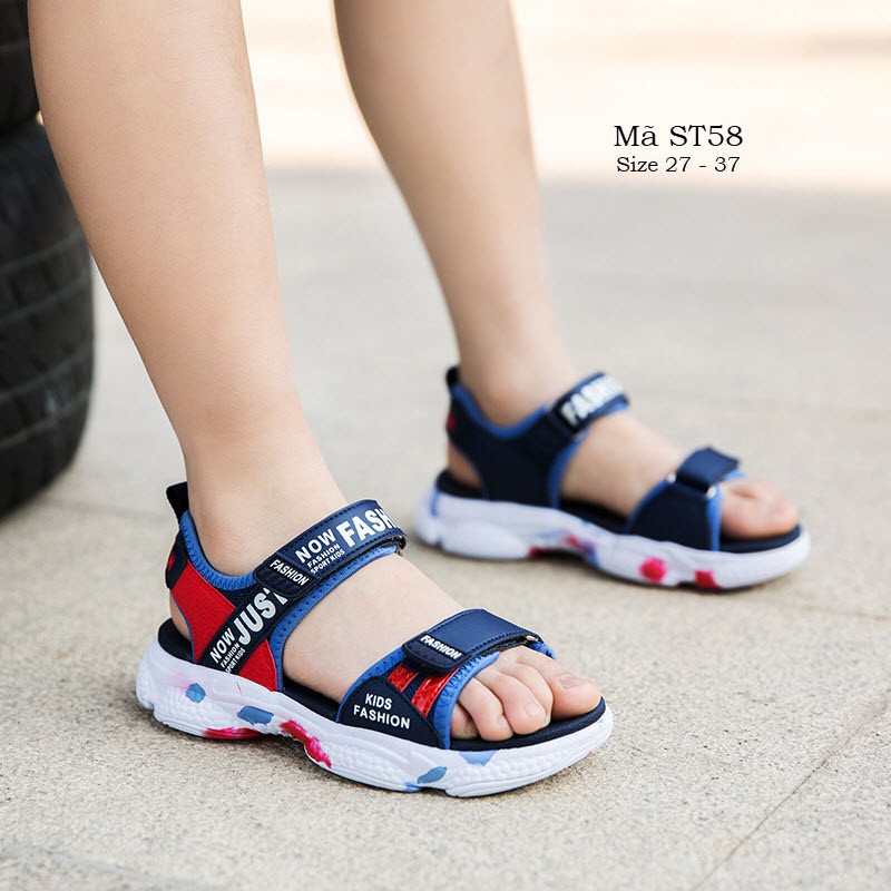 Giày sandal bé trai quai hậu xanh đen thể thao năng động nhẹ êm cho trẻ em học sinh đi học biển 3 4 5 đến 12 tuổi ST58