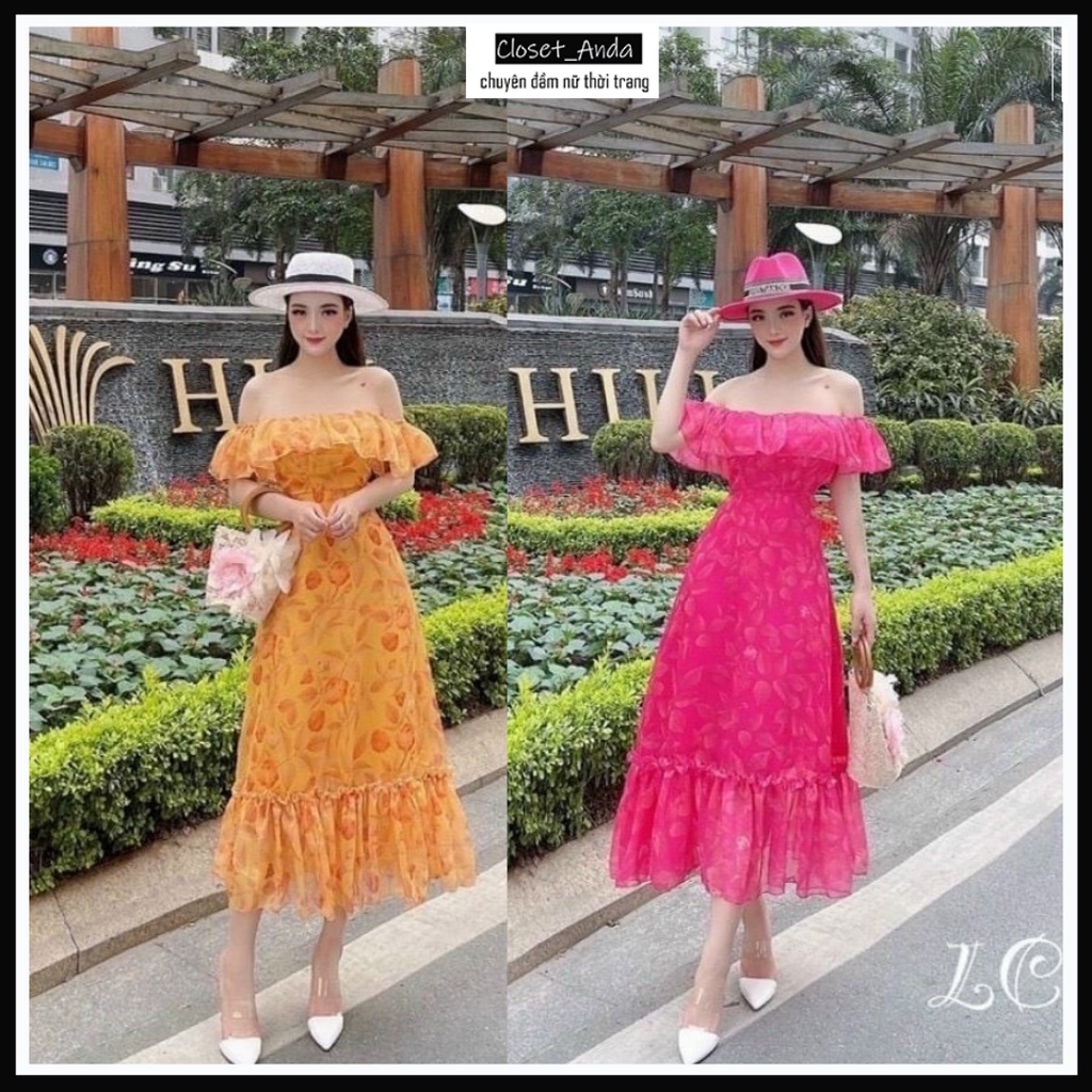 ĐẦM MAXI HOA TRỄ VAI NHÚN BÈO🔥 FREESHIP🔥 ĐẦM NỮ DÀI TIỂU THƯ DU LỊCH ĐI BIỂN