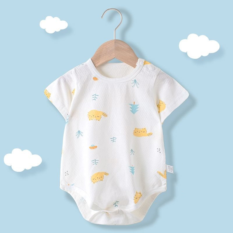 Bộ áo liền quần tay ngắn chất liệu Cotton thời trang mùa hè cho bé sơ sinh