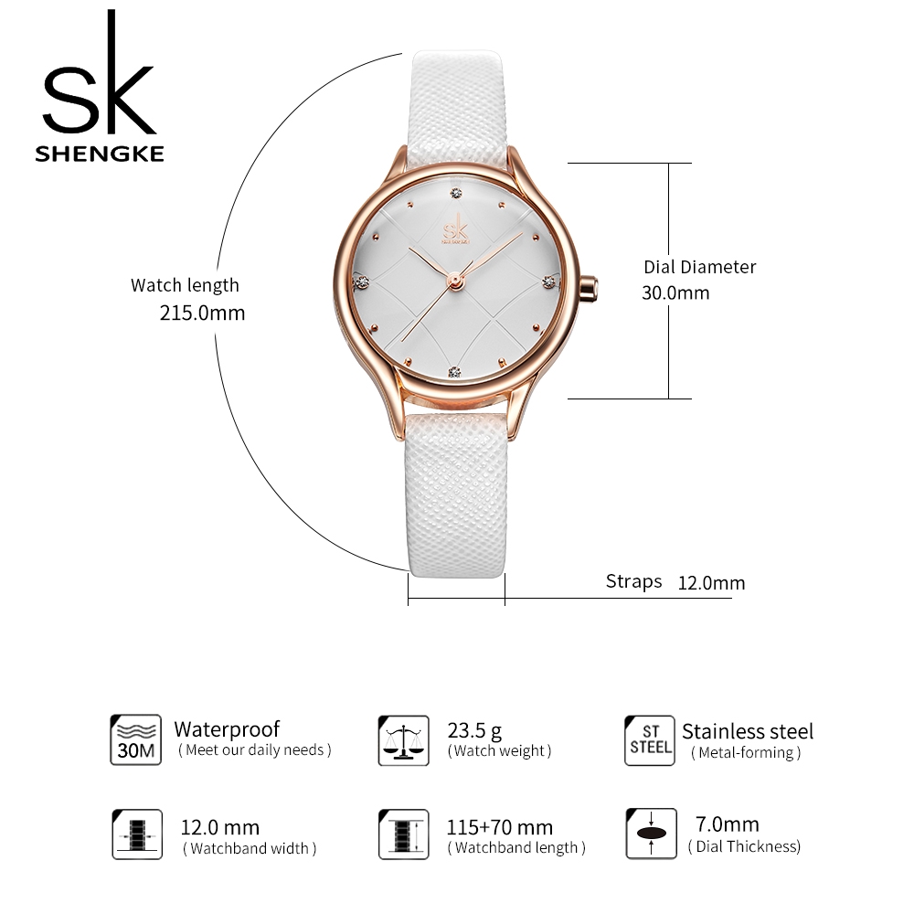 Đồng hồ đeo tay nữ SHENGKE K8013 phối dây đeo da thời trang
