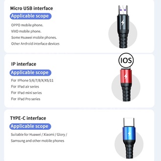 Dây Cáp Sạc USB 5A Bằng Silicon Lỏng 3 Trong 1 Cho iPhone Type-C Android