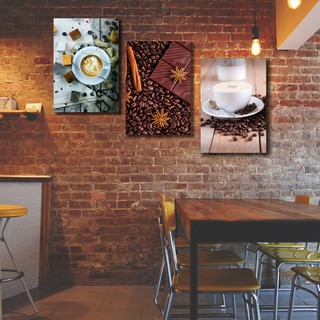 Bộ 3 tranh canvas trang trí quán cafe hiện đại - Khung hình phạm gia PG115D