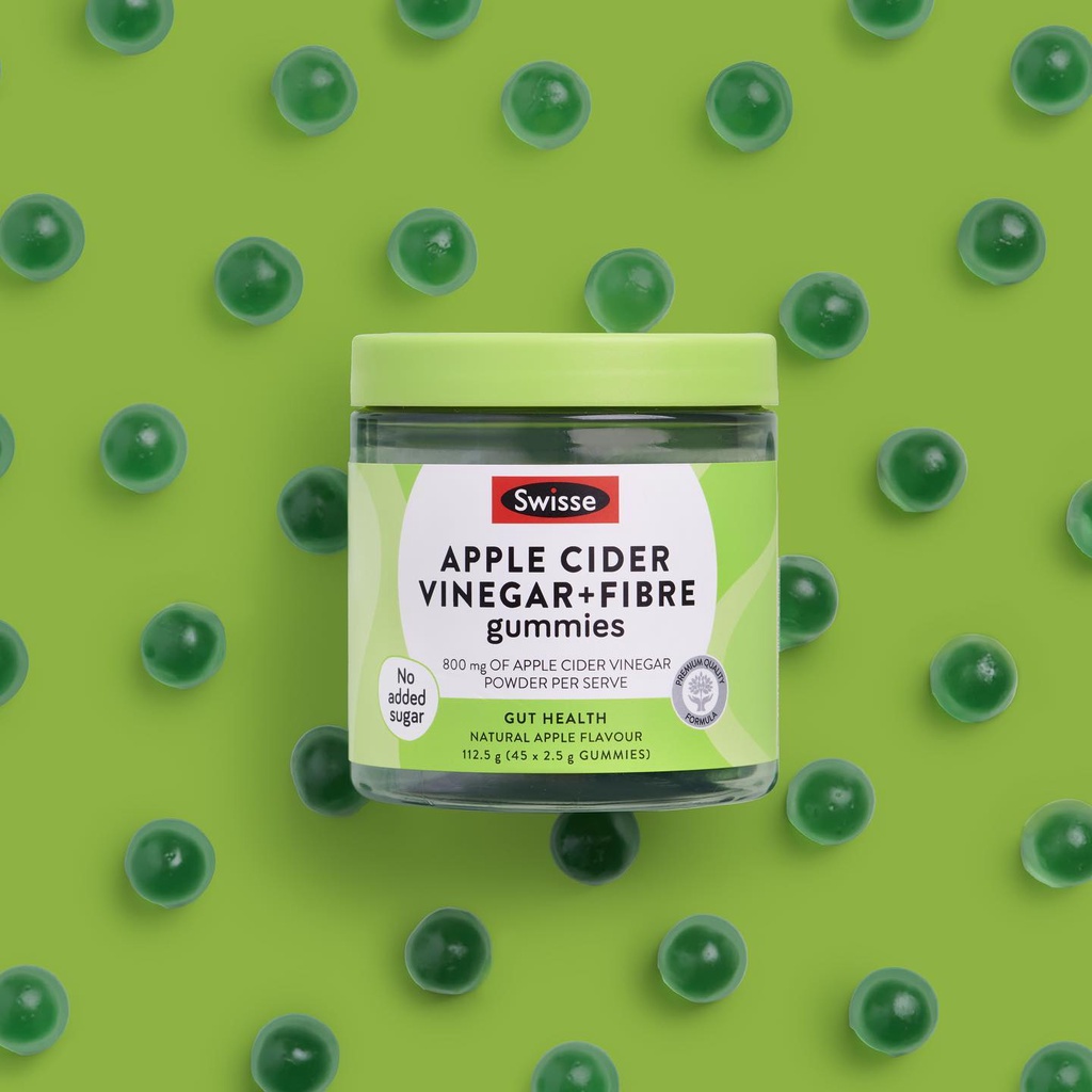 Kẹo dẻo thạch giấm táo Swisse giảm cân an toàn - Swisse Apple Cider Vinegar & Fibre Gummies 45 Pack