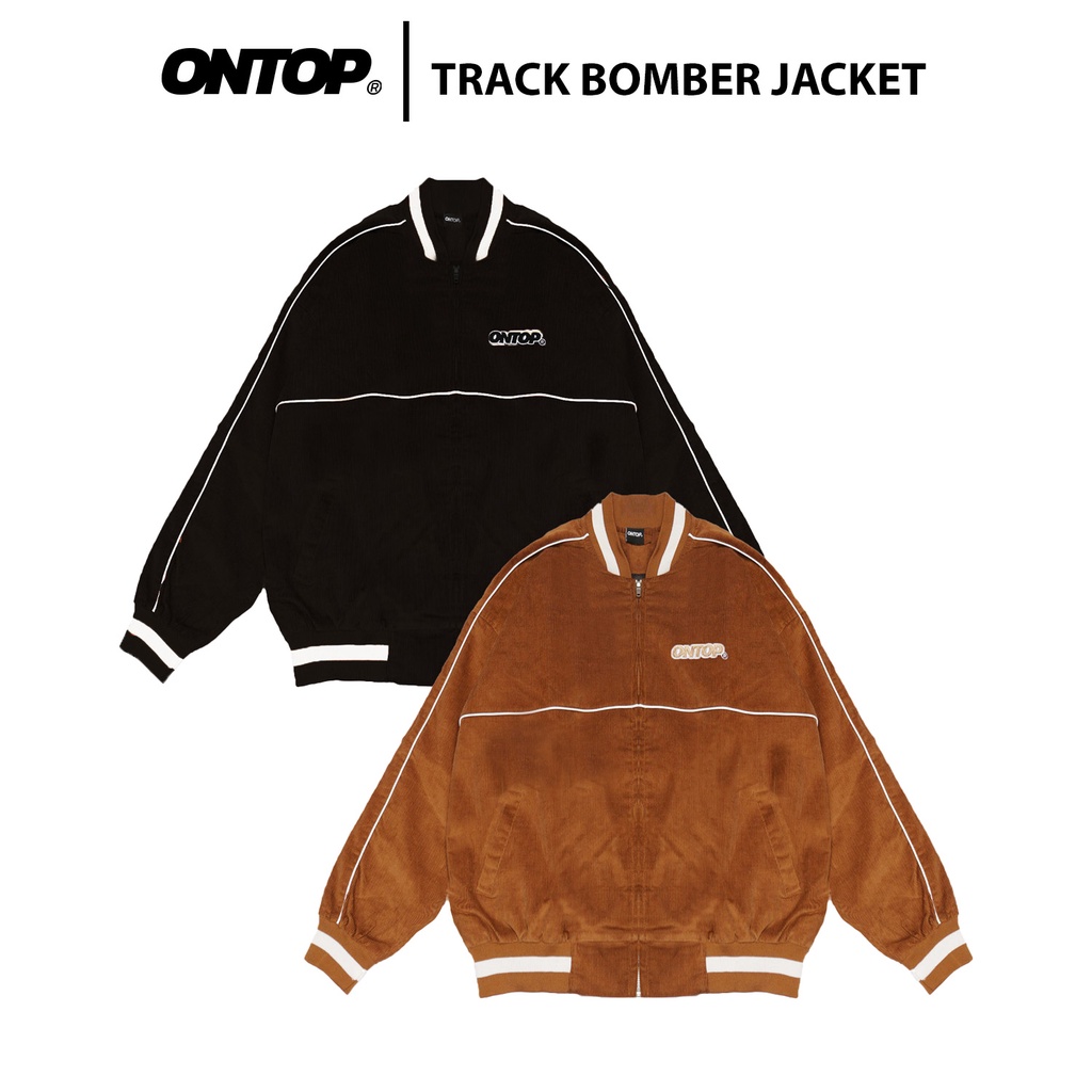 Áo khoác nam bomber nhung tăm Track Bomber Jacket local brand ONTOP OT16-AK̀5