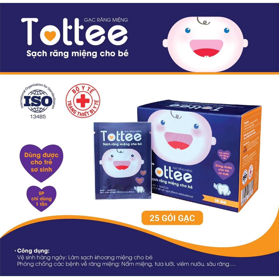 Gạc rơ lưỡi / răng miệng Tottee 30 gói/hộp