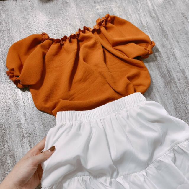 Set áo trễ vai tay bồng