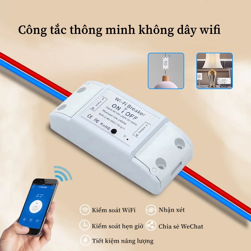 (Giao ngay) Công Tắc thông minh, Công tắc điều khiển từ xa, Công tắc wifi thông minh bằng điện thoại, 3G, 4G,Smart Basic