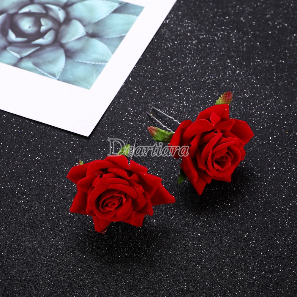 Cài Tóc Phối Mô Hình Hoa Hồng Giả Trang Trí Tóc Cho Cô Dâu