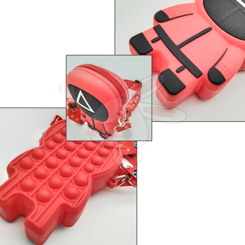 Squid Game Túi đeo chéo bằng Silicone hình mực trò chơi Pop It giá rẻ nhất among us Túi dành cho nữ trẻ em