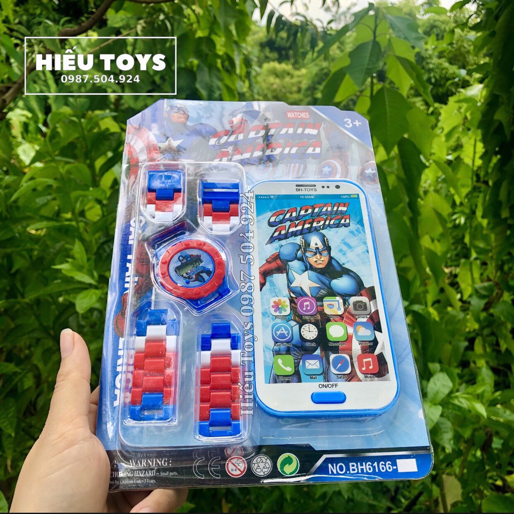 Bộ Đôi  Đồng Hồ Và  Điện Thoại  Batman Chạy Pin Kèm Nhạc Đồ Chơi Điện Thoại Kèm Đồng Hồ cho bé trai