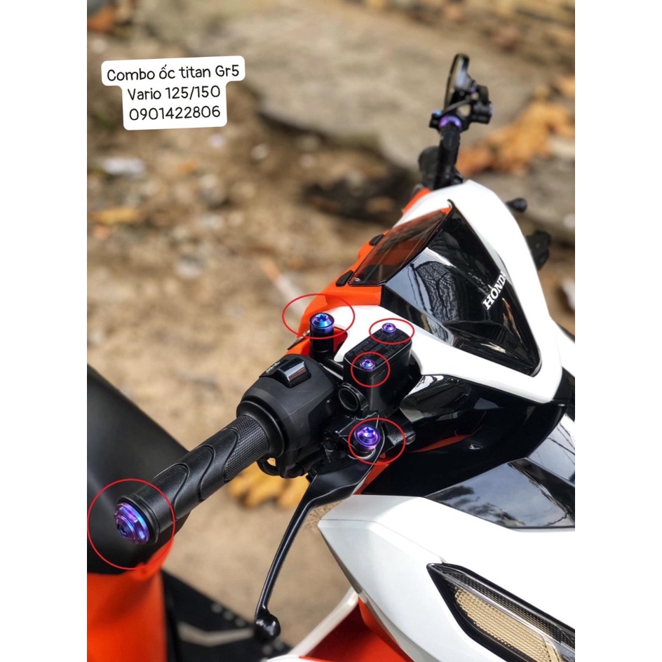Combo ốc titan gr5 gắn Xe  Vario 2018/2019 125-150 như hình khoanh đỏ