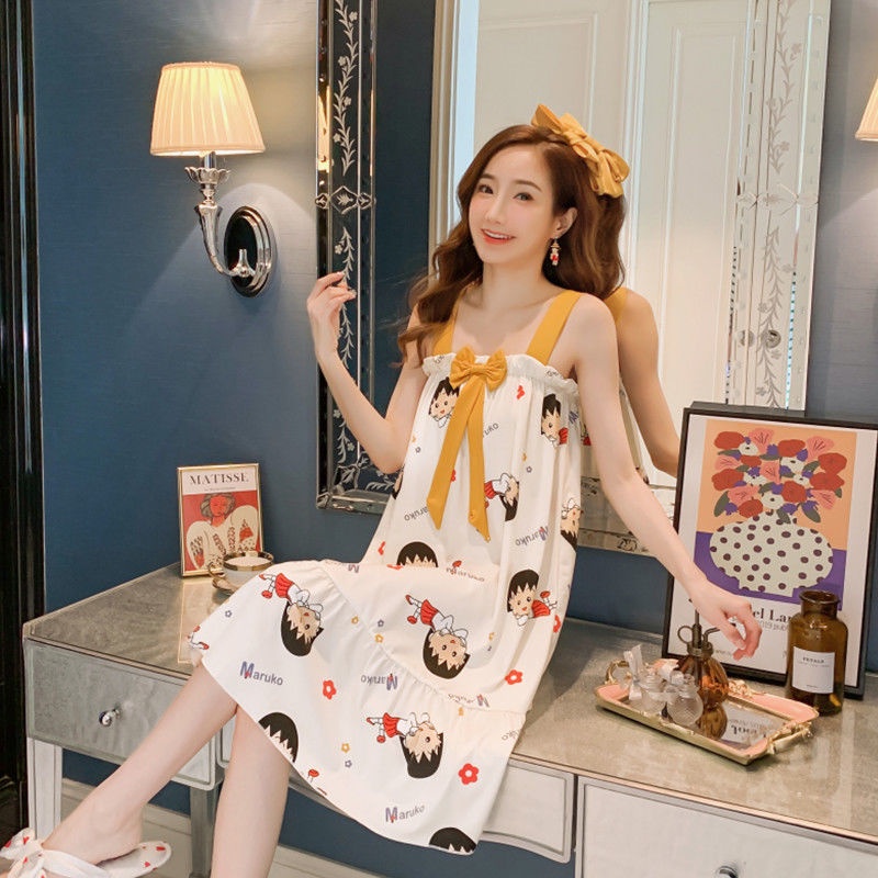 Đồ ngủ Hai Dây Dáng Rộng Họa Tiết Hoạt Hình Thời Trang Mùa Hè Cho Nữ