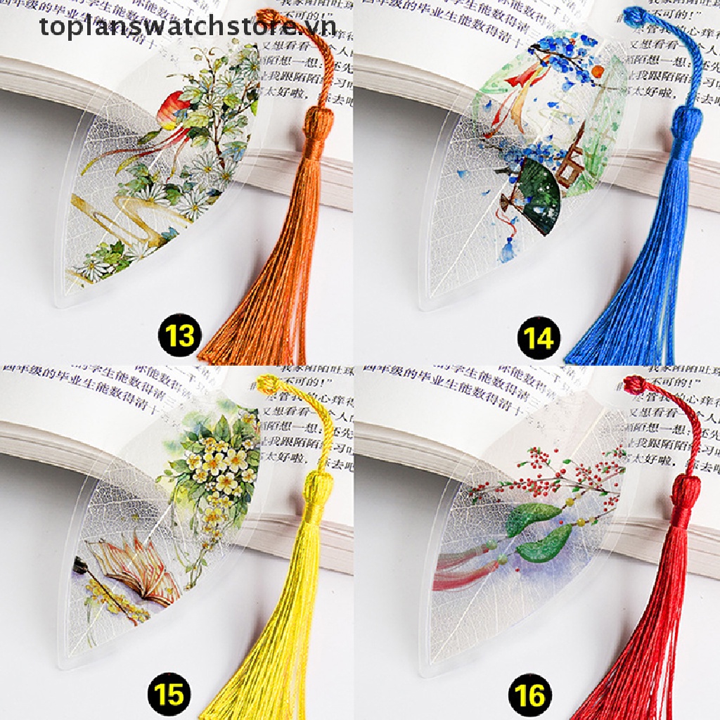 [toplanswatchstore] Bookmark Màu Hồng Hình Lá Cây Phong Cảnh Trái Tim Phong Cảnh Cổ Điển Cho Nữ