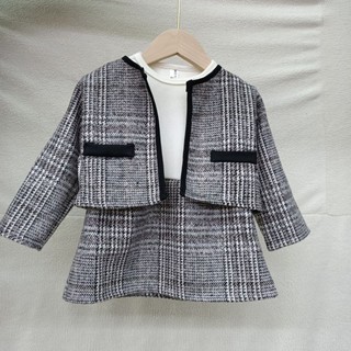 Sét váy dạ kẻ cho bé xinh