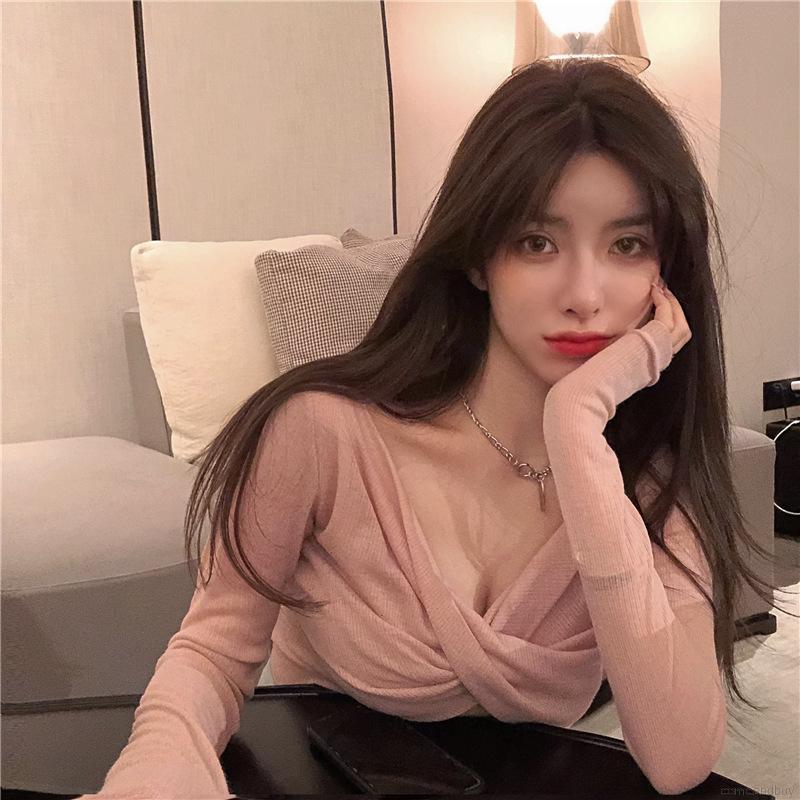 Women Super Fire Strapless Sexy Long-sleeved Thin T-shirt