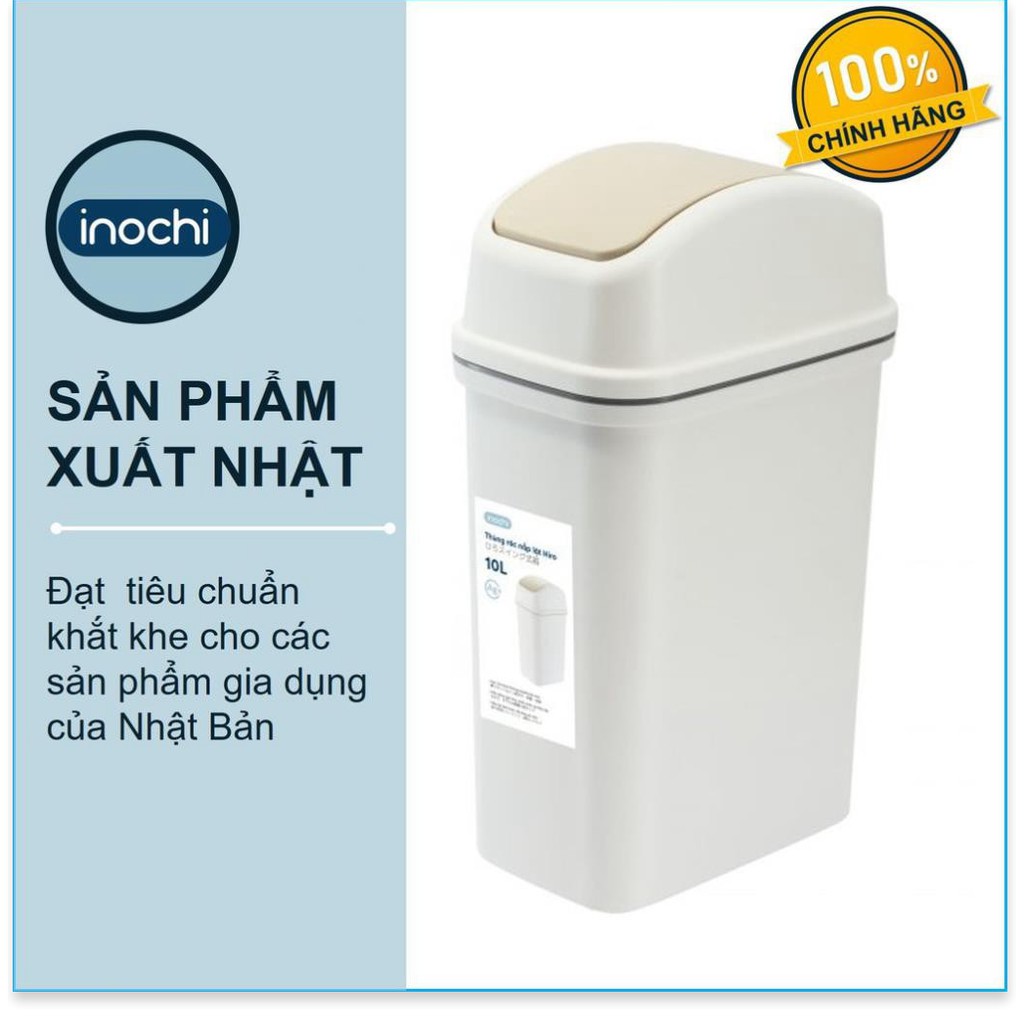 Thùng Rác Nhựa Nắp Lật Inochi 10 Lít Rất Đẹp Làm Sọt Rác Văn Phòng, Khách Sạn, Đựng Rác Gia Đình, Để Bàn Trong Nhà