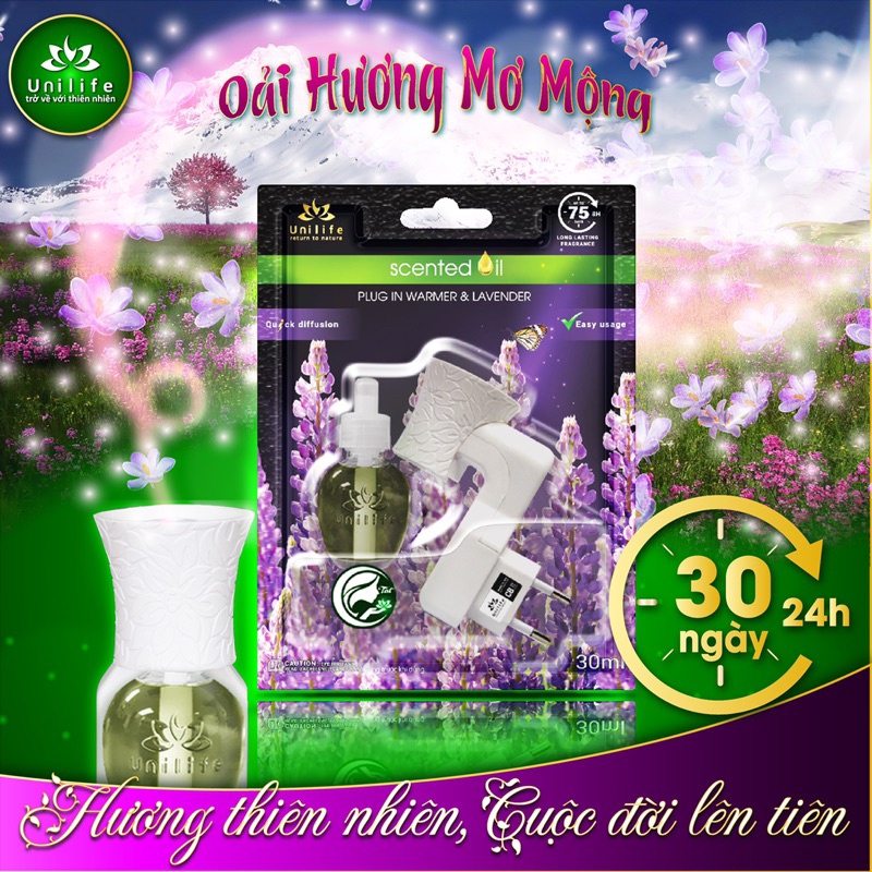 BỘ KHUẾCH TÁN TINH DẦU NƯỚC HOA UNILIFE HƯƠNG LAVENDER/ NGỌC LAN/ SẢ CHANH/ TRÀ XANH/ QUẾ TÁO/ HOA NHÀI/ HOA HỒNG