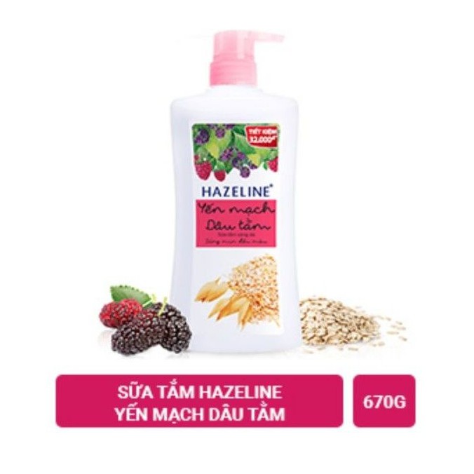 Sữa tắm dưỡng sáng da Hazeline Yến mạch - Dâu tằm chai 670g