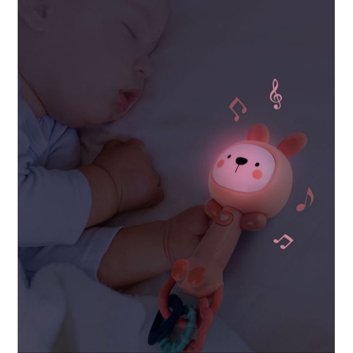 [TẶNG KÈM PIN] Xúc xắc xoay 360 độ kiêm gặm nướu phát nhạc, đèn ngủ Babytry cực dễ thương cho bé