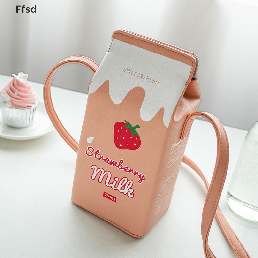 {Ffsd} Túi Đeo Chéo Vai Hình Hộp Sữa Chuối Dâu Tây Bán Chạy Cho Nữ