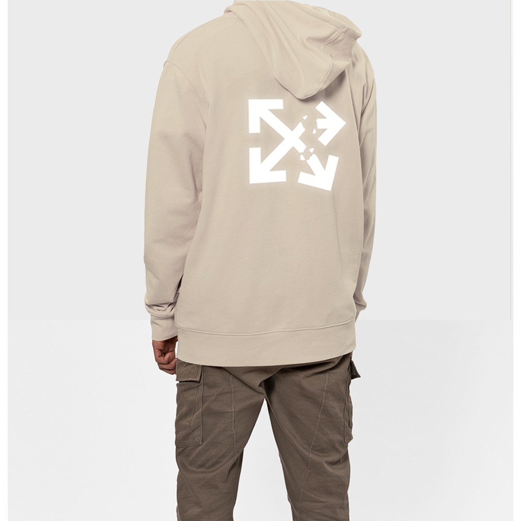 Áo Hoodie phản quang ♥ FREESHIP ♥ ÁO KHOÁC NỈ HOODIE - PHẢN QUANG OFF WHITE FREESIZE nam nữ - PQ35KN | BigBuy360 - bigbuy360.vn