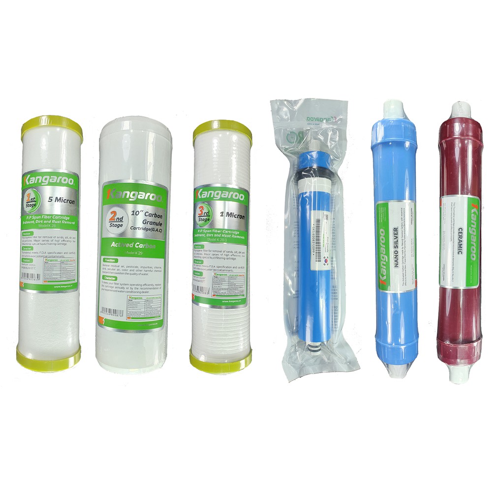 Combo 6 lõi lọc nước Kangaroo số 1,2,3,4,5,6