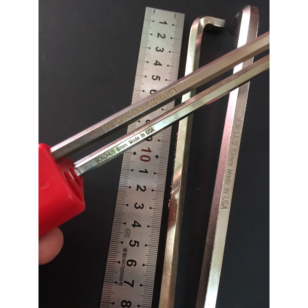 BONDHUS-bộ lục giác hệ Met , đầu cụt , 9 cây , cán dài. sản xuất tại Mỹ.