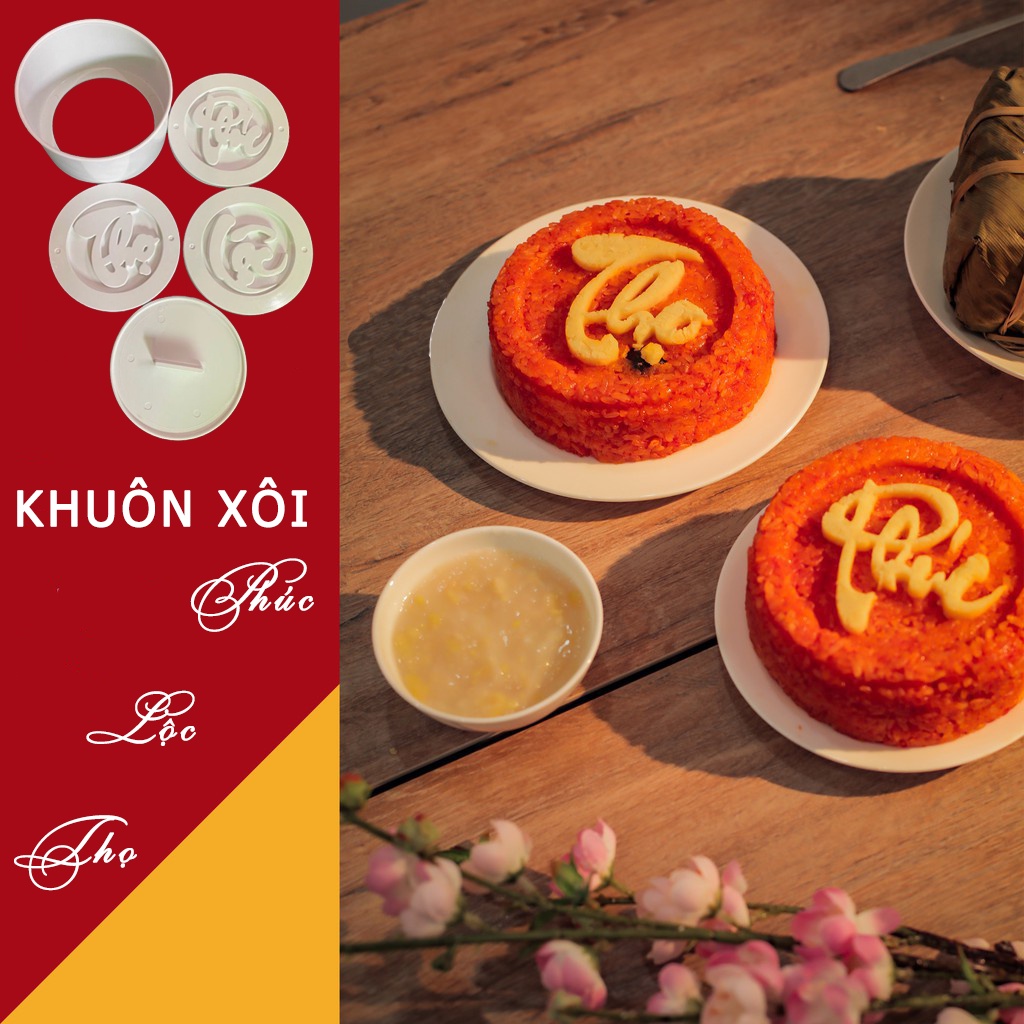 ￼Khuôn xôi phúc lộc thọ, khuôn xôi 12x7cm nhựa mẫu mới