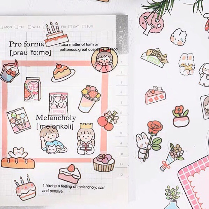 (UP12)Set sticker nhiều màu dễ thương