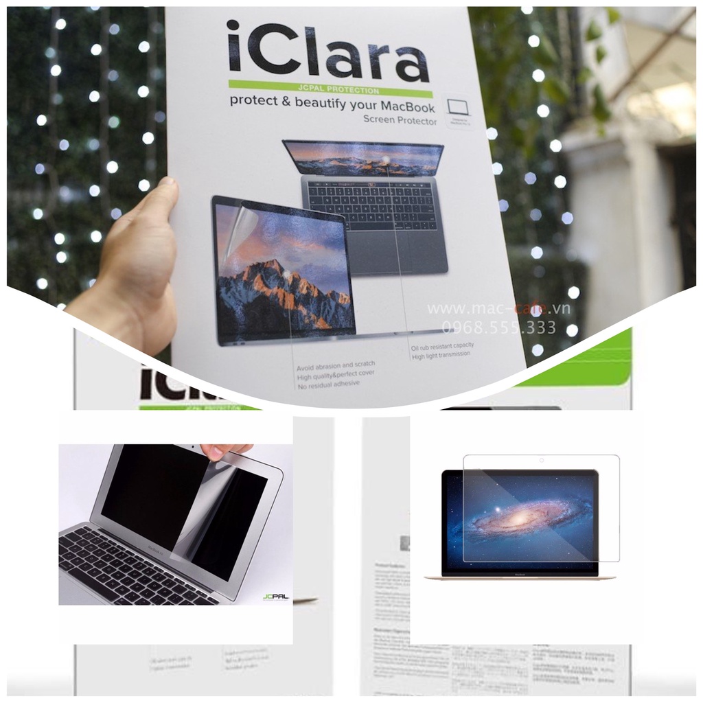 Miếng dán màn hình JCPAL iClara cho MacBook Air, Macbook pro, Macbook M1 chính hãng đủ dòng