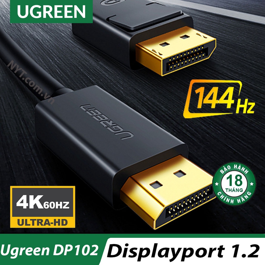 Dây Displayport 1.2 4K Tròn Dẻo UGreen DP102 - BH 18T Chính Hãng