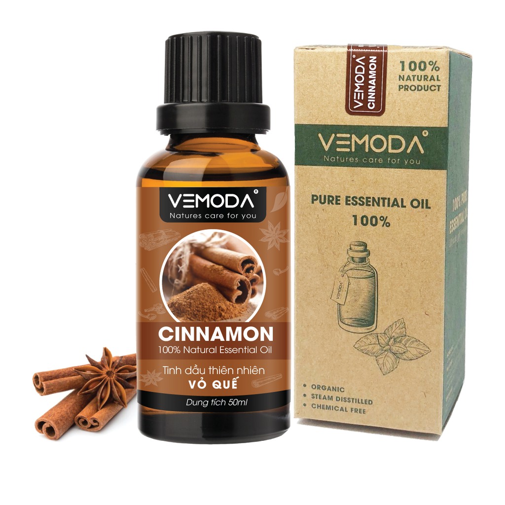 Tinh dầu Vỏ quế cao cấp VEMODA 50ML kháng khuẩn, khử mùi, tinh dầu xông phòng, giữ ấm, thơm phòng, thư giãn