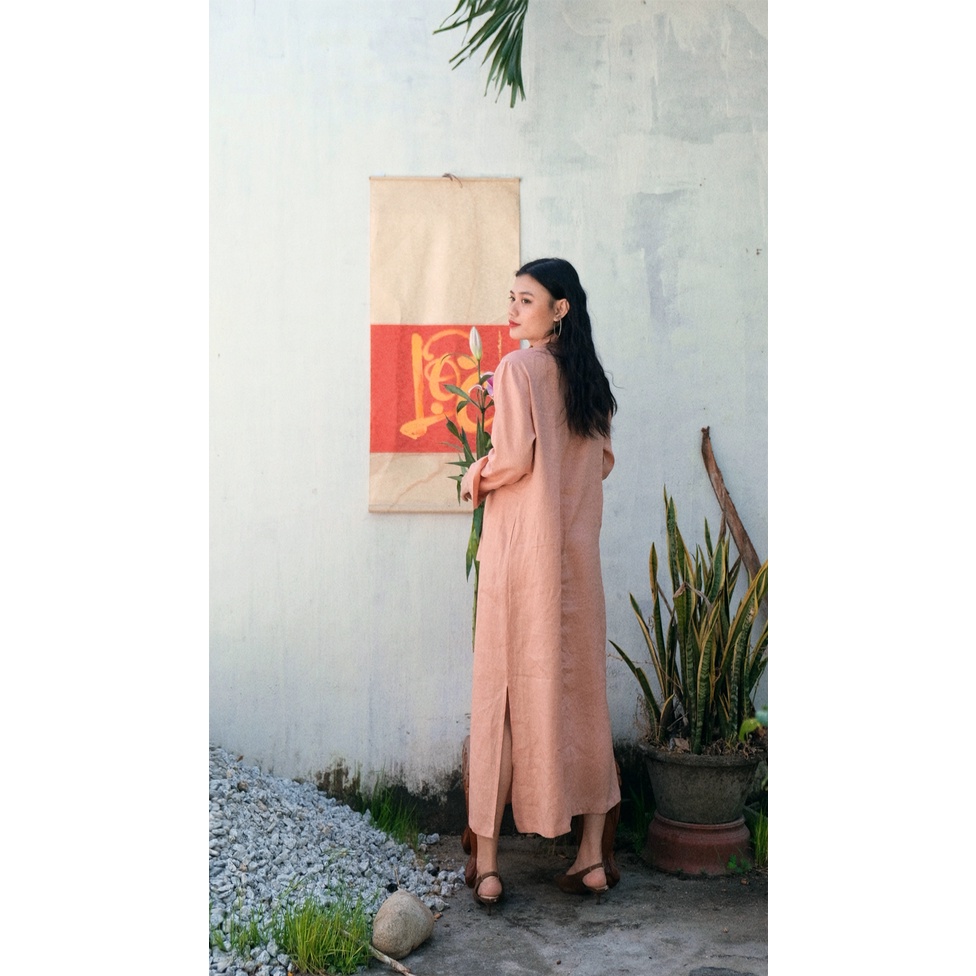 Đầm linen 100% mặc như áo dài cách tân | HOPE DRES | CHAMULINEN
