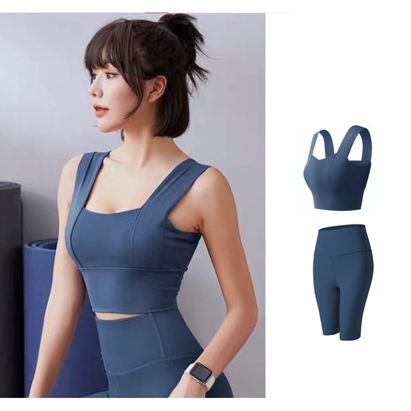 Bộ đồ quần áo tập Gym Yoga nữ áo bra và quần legging lửng body, set đồ thể thao xuất khẩu loại đẹp GYM FASHION