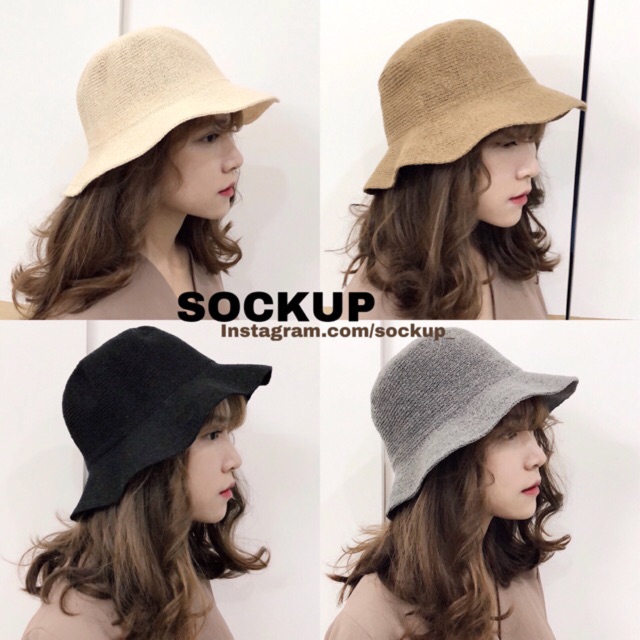 Mũ bucket ulzzang vành lượn sóng có sẵn
