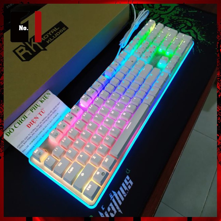 Bàn Phím Cơ Xuyên Led Gaming Màu Trắng Royal Kludge RK918 Led Rgb Bàn Phím Máy Tính Laptop Chơi Game Có Dây
