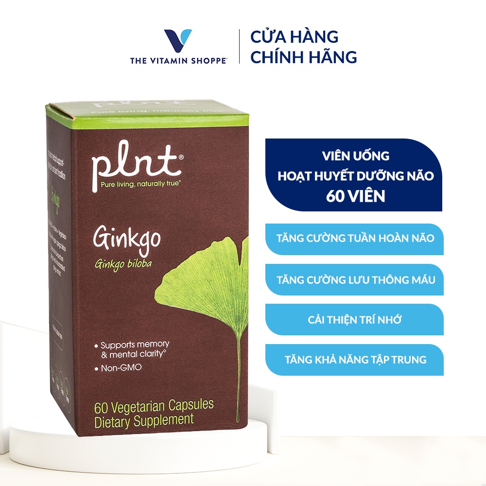 Viên uống hoạt huyết dưỡng não PLNT Ginkgo tăng cường tuần hoàn 60 viên