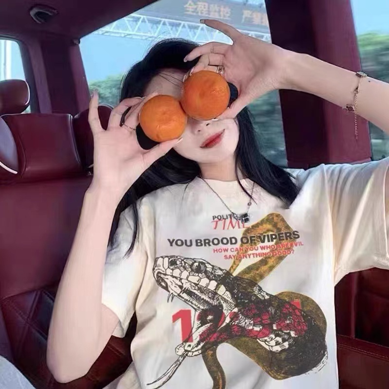 RRR123 alchemy python print short-sleeved high street sports casual loose round neck T-shirt couple with the same paragraph