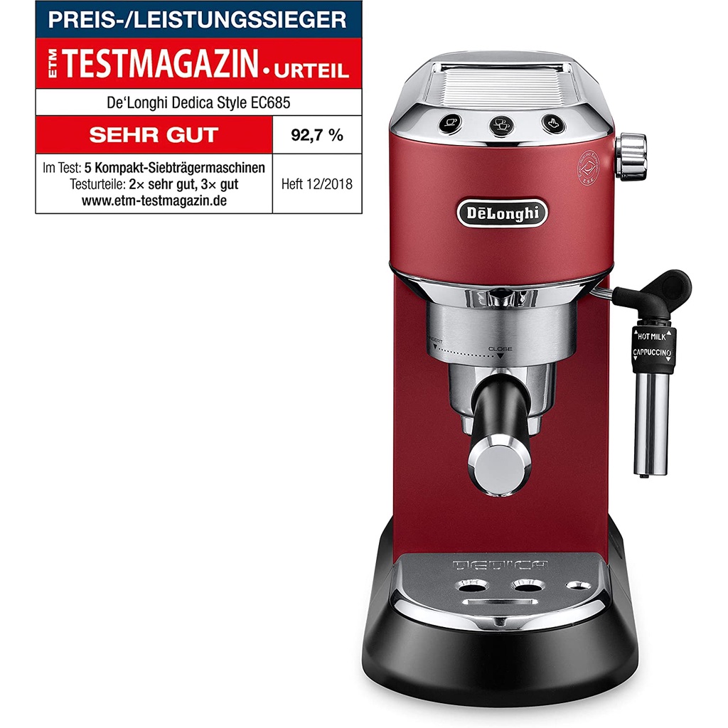 Máy pha cà phê Espresso Delonghi Dedica Style EC685 Rot [nhập Đức chính hãng]