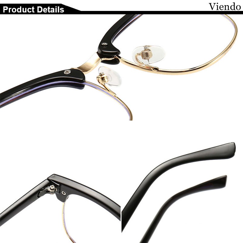 Kính cận VIENDO dáng tròn chống ánh sáng xanh bằng nhựa dẻo thời trang Hàn Quốc có độ -1.00~ -4.00 cho nam và nữ